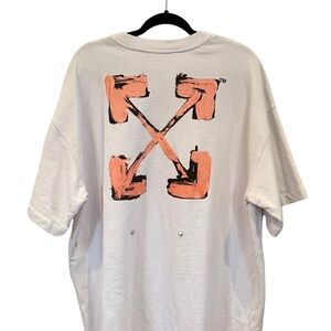 Off-White White Tee with Bold Orange Design